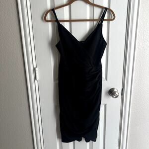 Grace Karin Size S Ruched V-neck V-neck Bodycon Little Black Dress NWT